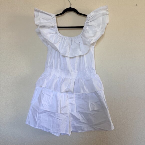 White Ruffled Romper - Picture 2 of 7